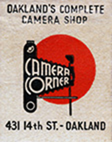 Camera Corner, Oakland matchbook cover, circa 1930s