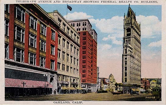 Downtown Broadway and Telegraph Ave postcard, circa 1920s.